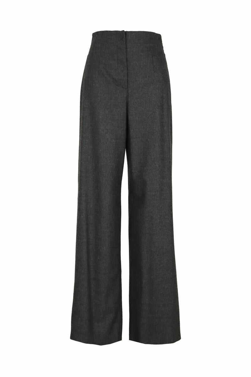 EA7 EA7 EMPORIO ARMANI High-waisted trousers in melange virgin wool flannel Grey