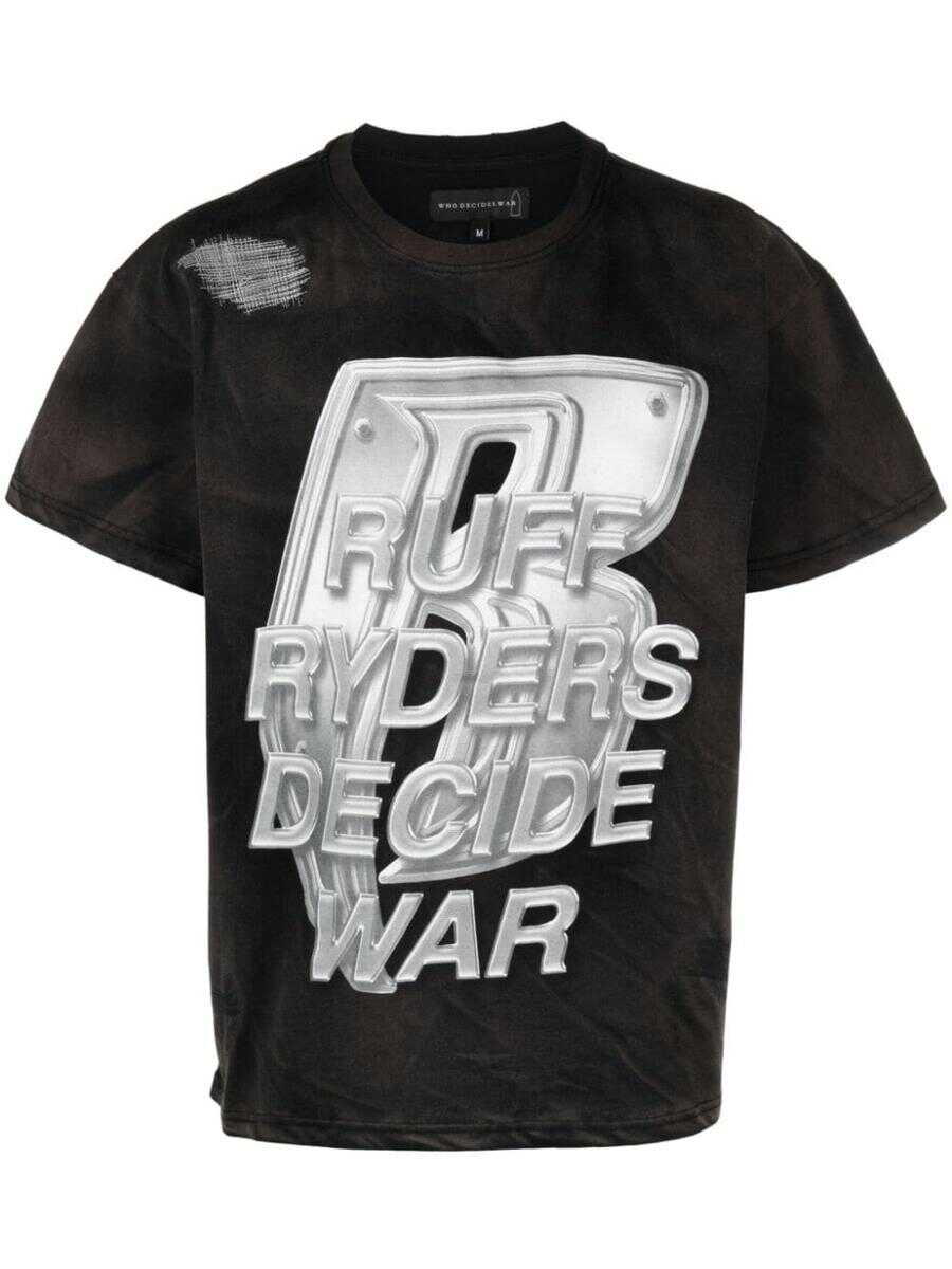 WHO DECIDES WAR WHO DECIDES WAR Printed cotton t-shirt BLACK