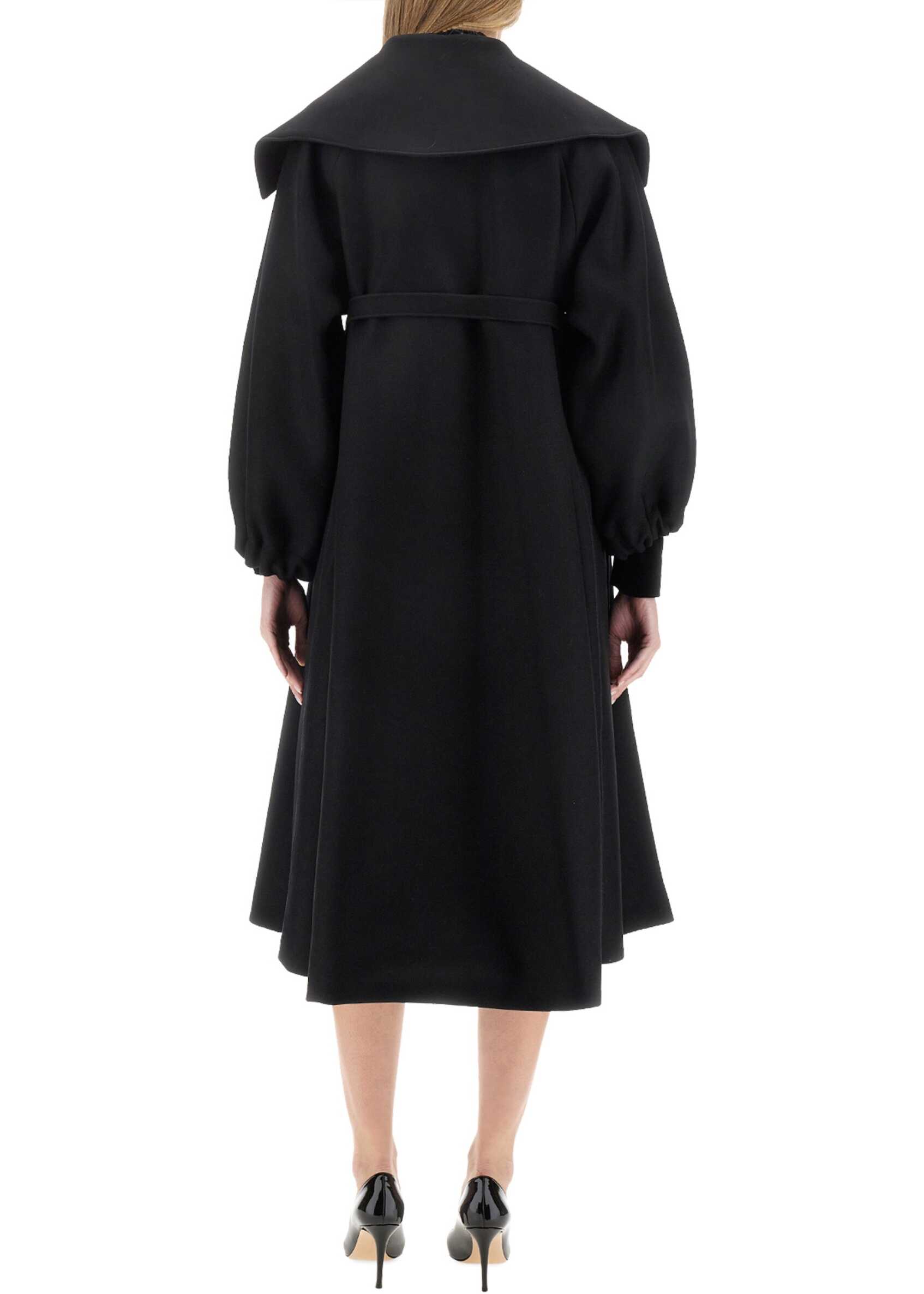 Patou Belted Trench Coat BLACK