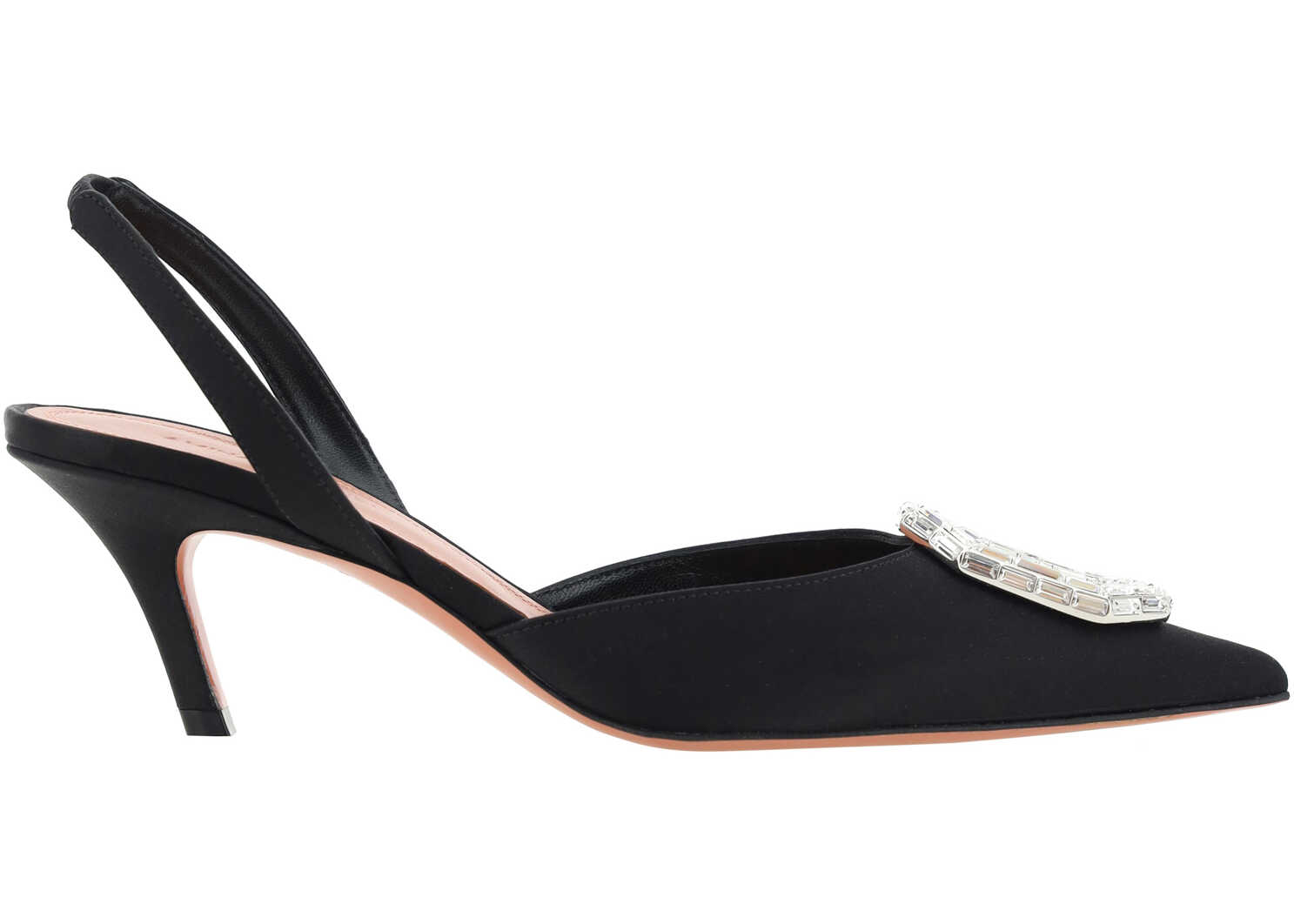 AMINA MUADDI CAMELIA SLING 60 PUMP SATIN BLACK