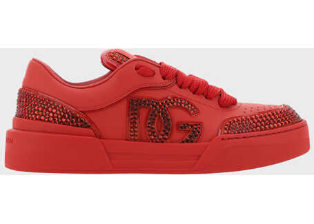 Dolce & Gabbana New Roma Embellished Sneakers ROSSO/CORALLO