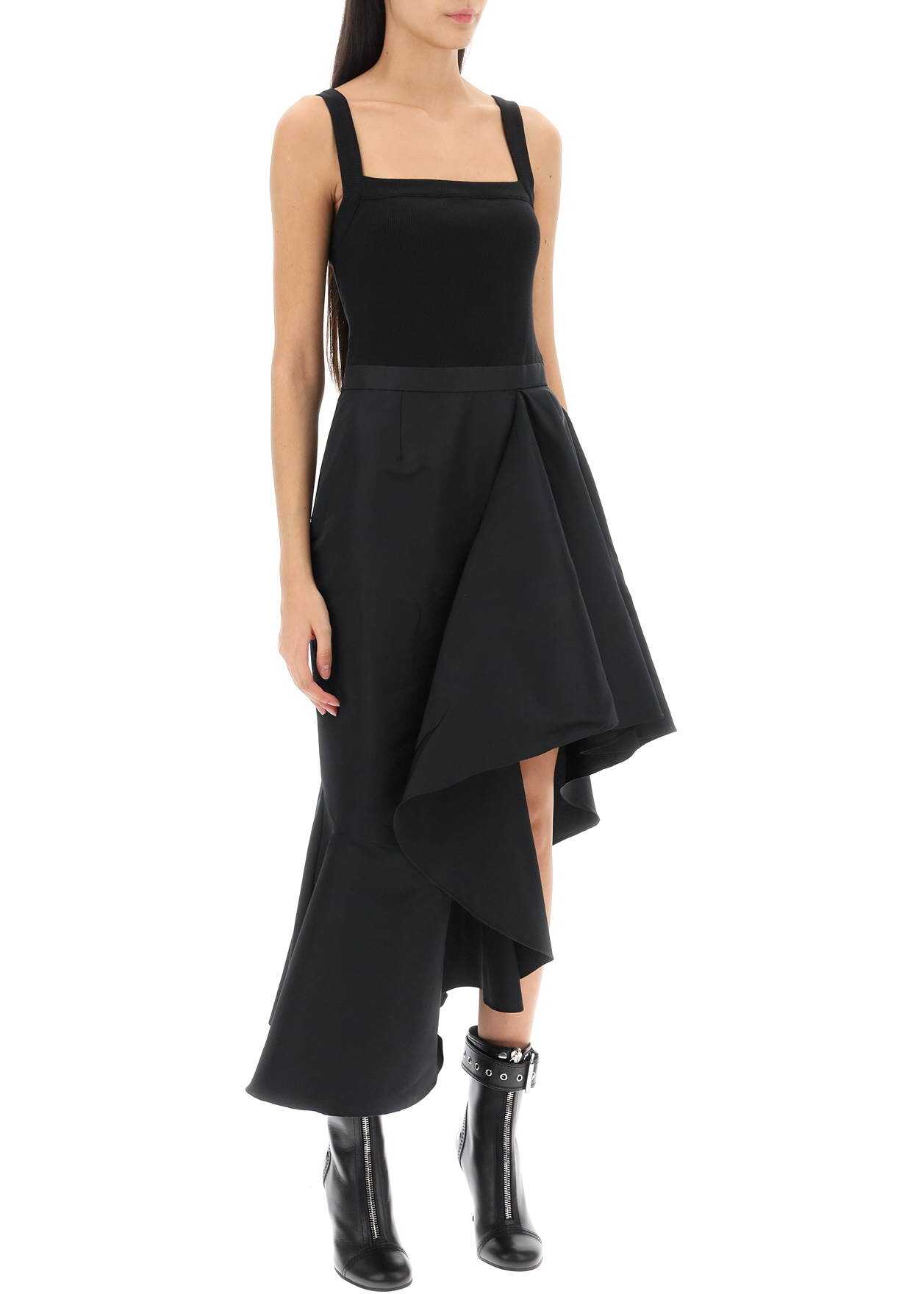 Alexander McQueen Asymmetric Dress With Maxi Flounce BLACK
