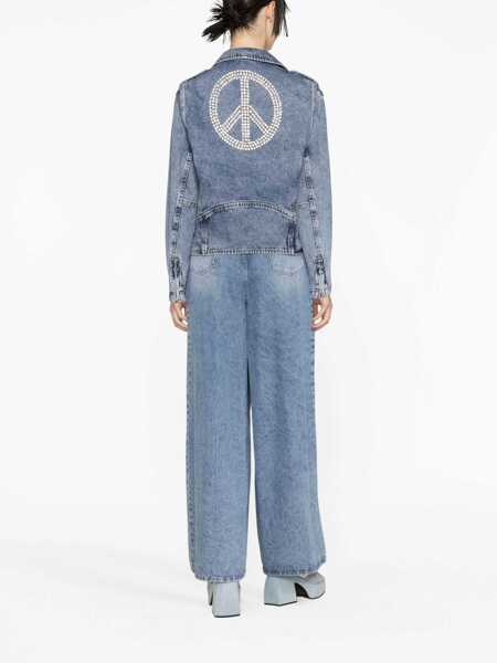 Jachete MOSCHINO JEANS Biker Peace Symbol BLUE Femei (BM 12039366) 2