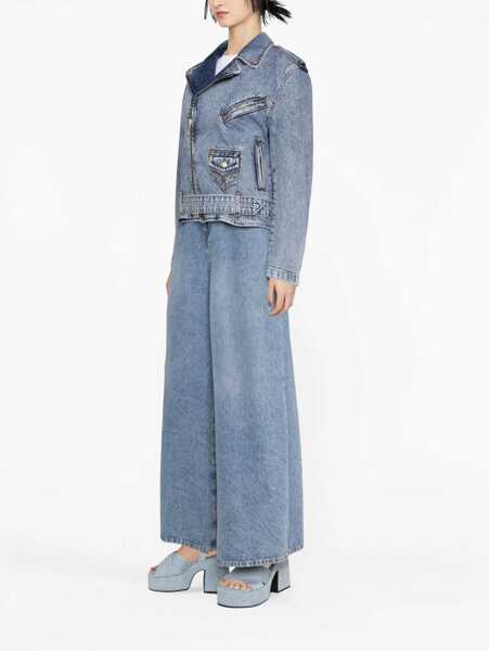 Jachete MOSCHINO JEANS Biker Peace Symbol BLUE Femei (BM 12039366) 4