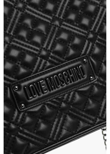 Genti tip postas Moschino Love Quilted Faux Leather Crossbody Bag With Ton On Ton Logo Black Femei (BM 12039525) 4