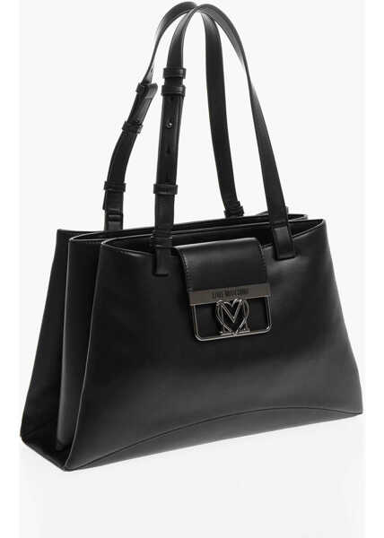 Genti de mana Moschino Love 3 Compartment Faux Leather Tote Bag Black Femei (BM 12039708) 3