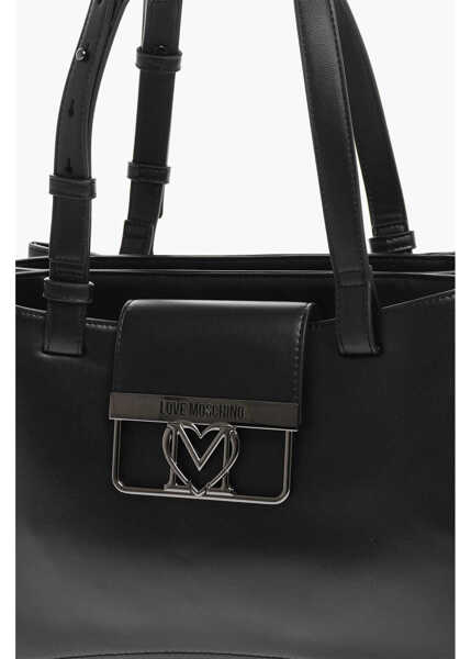 Genti de mana Moschino Love 3 Compartment Faux Leather Tote Bag Black Femei (BM 12039708) 4