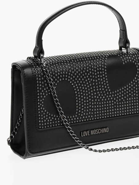 Genti tip postas Moschino Love Faux Leather Embellished Studs Hand Bag With Chain Black Femei (BM 12039717) 3