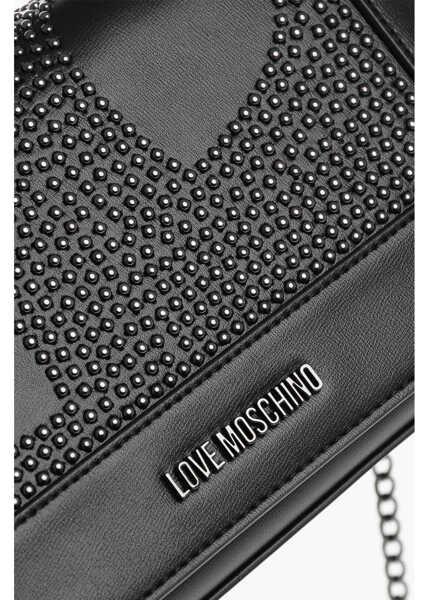 Genti tip postas Moschino Love Faux Leather Embellished Studs Hand Bag With Chain Black Femei (BM 12039717) 4