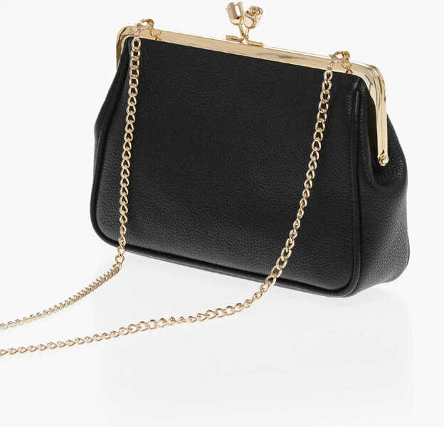 Genti de mana Moschino Love Solid Color Handbag With Printed Logo And Removable Cha Black Femei (BM 12039720) 2