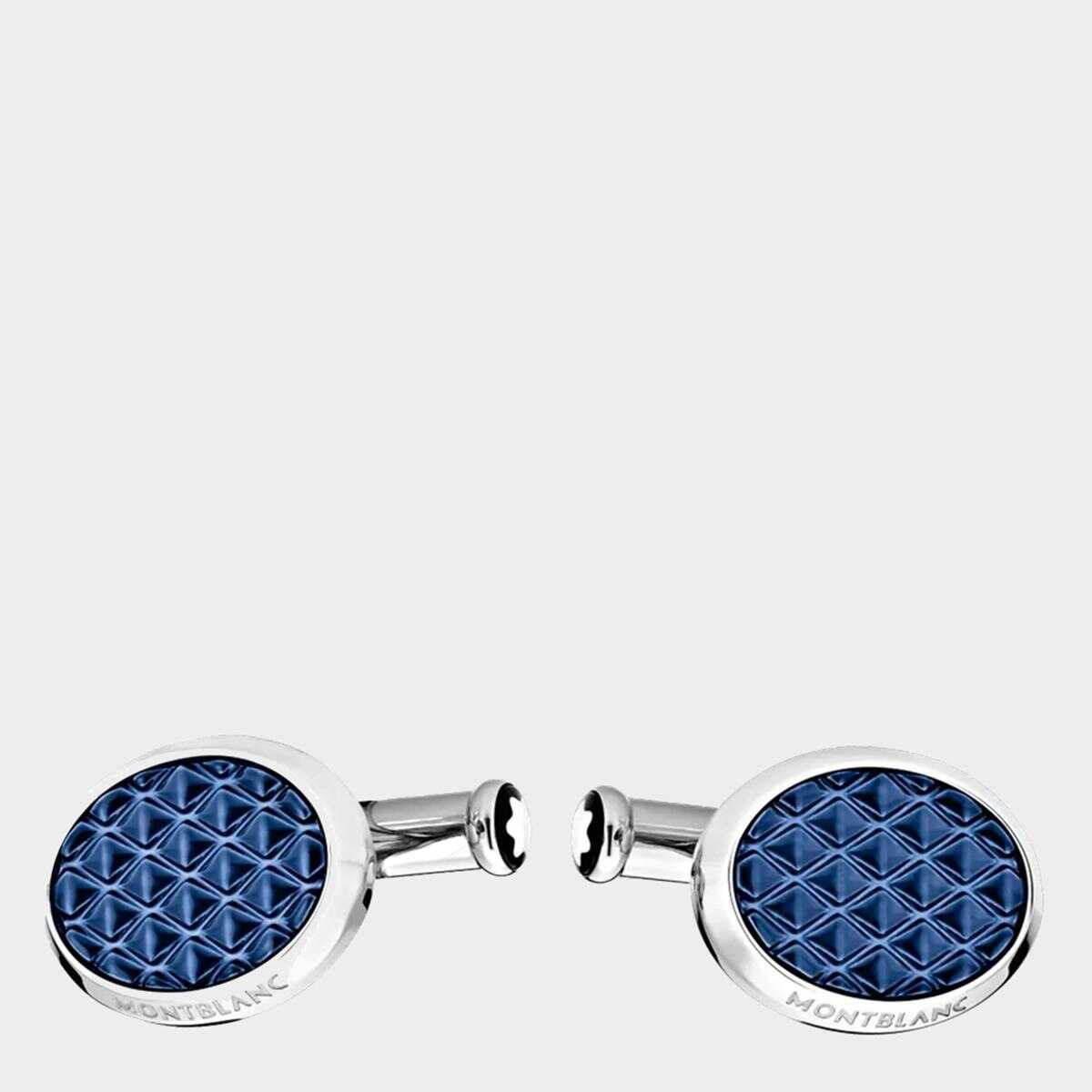 Montblanc MONTBLANC SILVER AND BLUE METAL CUFFLINKS