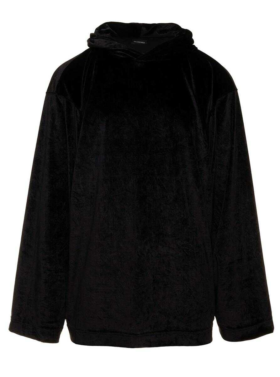 Balenciaga Black Hoodie in Velvet Man Bottega Veneta BLACK