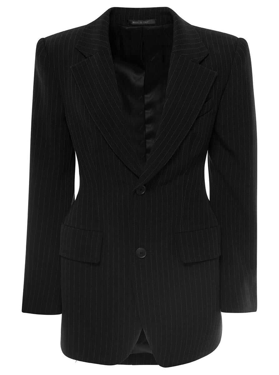 Balenciaga \'Hourglass\' Black Pinstripe Single-Breasted Jacket in Stretch Wool Woman BLACK