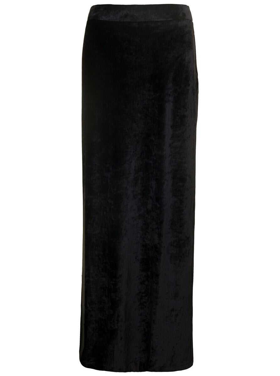 Balenciaga Maxi Skirt in Black Fluid Velvet Woman BLACK