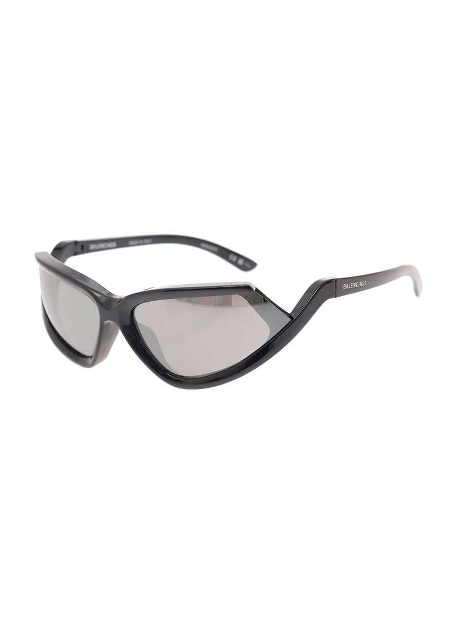 Balenciaga \'Side Xpander\' Black Cat-Eye Sunglasses with Mirror Lenses in Nylon Man BLACK