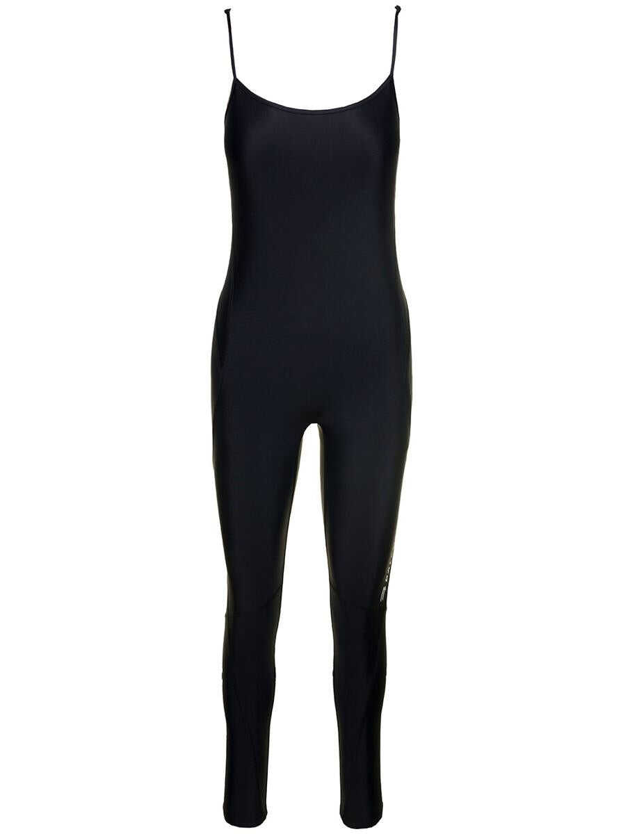 Balenciaga Black \'Mat Spandex\' Bodysuit with Side Contrasting Logo in Stretch Fabric Woman BLACK
