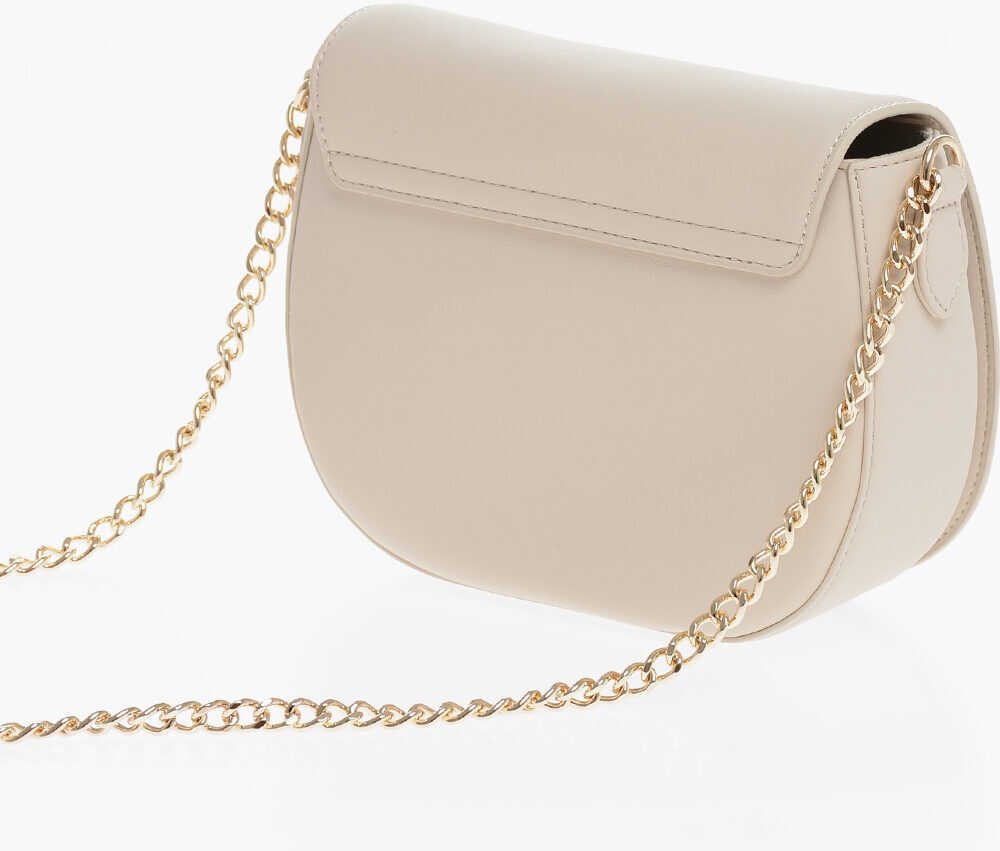 Genti tip postas Moschino Love Faux Leather Saddle Bag With Golden Chain And Maxi Logo Beige Femei (BM 12044289) 2