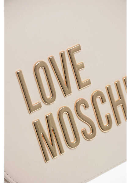 Genti tip postas Moschino Love Faux Leather Saddle Bag With Golden Chain And Maxi Logo Beige Femei (BM 12044289) 4