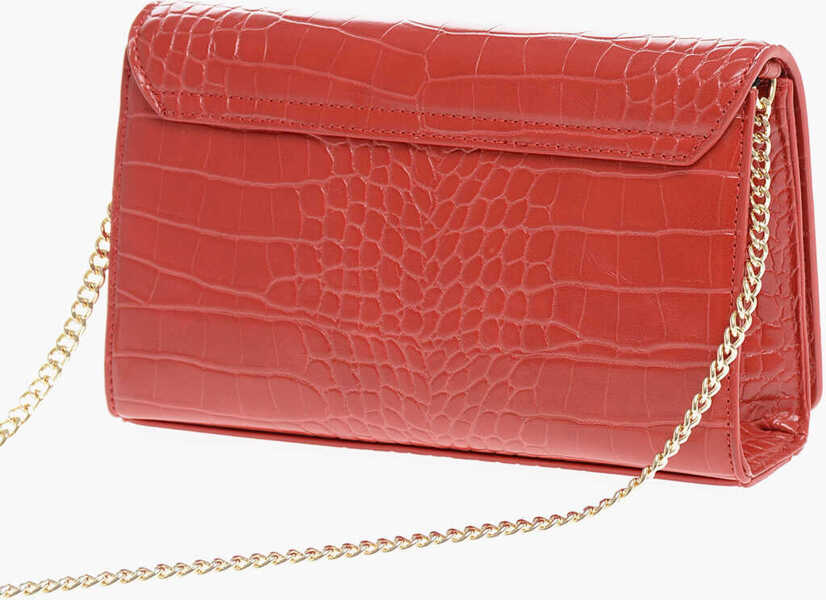 Genti tip postas Moschino Love Crocodile Effect Faux Leather Bag With Chain Shoulder S Red Femei (BM 12044295) 2