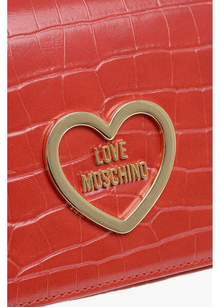 Genti tip postas Moschino Love Crocodile Effect Faux Leather Bag With Chain Shoulder S Red Femei (BM 12044295) 4