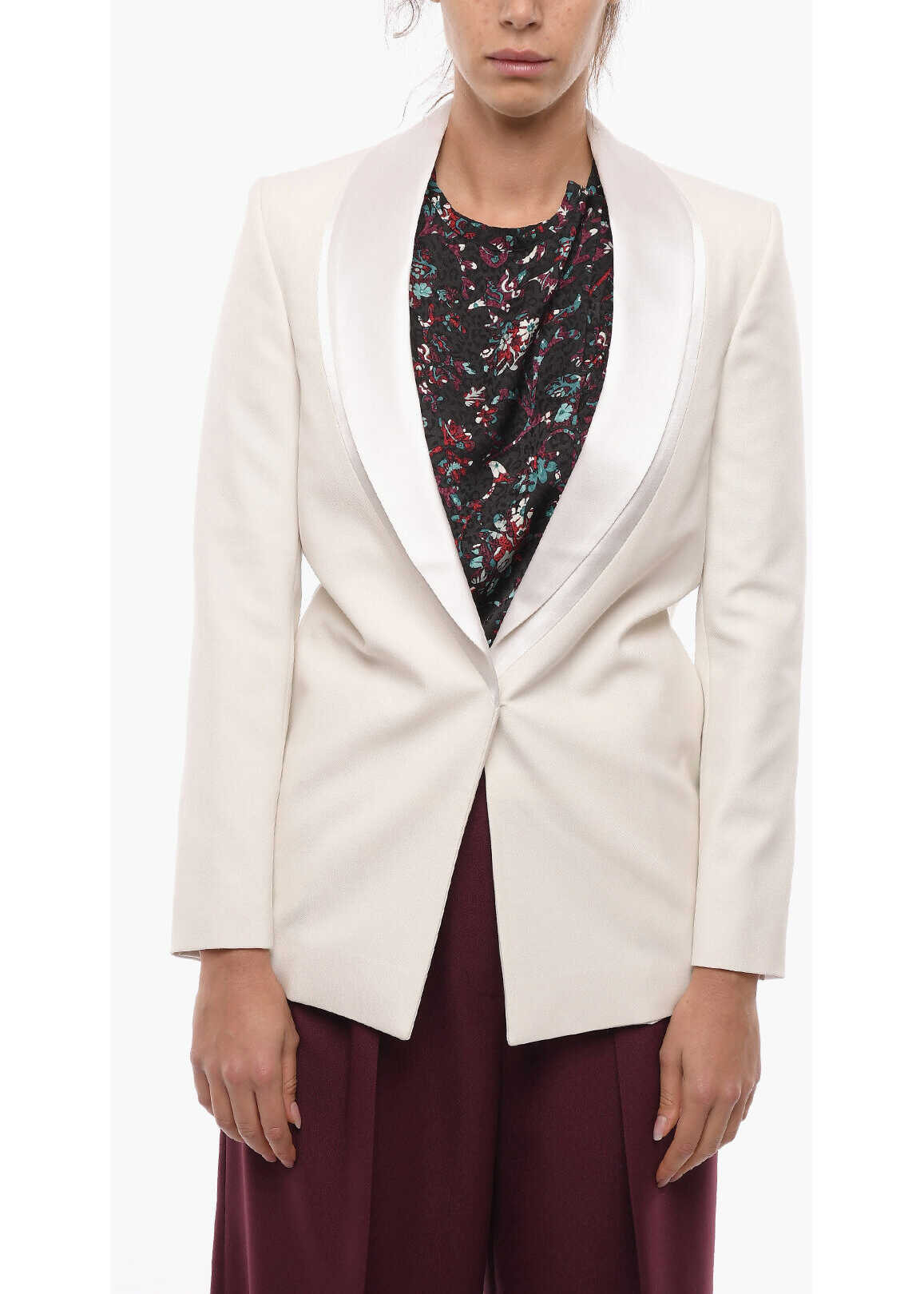 Stella McCartney Tuxedo Blazer With Shawl Lapel And Satin Detail White