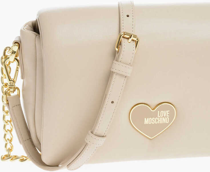 Genti de umar Moschino Love Faux Leather Paddede Puffy Shoulder Bag With Golden Cha Beige Femei (BM 12045096) 3