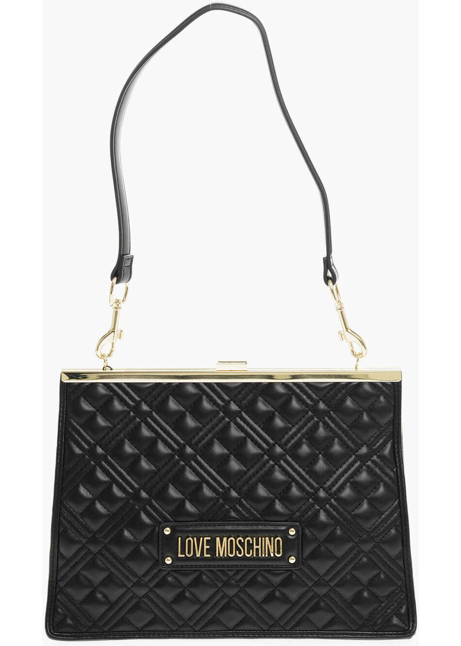 Genti de umar Moschino Love Quilted Faux Leather Shoulder Bag With Golden Details Black Femei (BM 12045102) 3