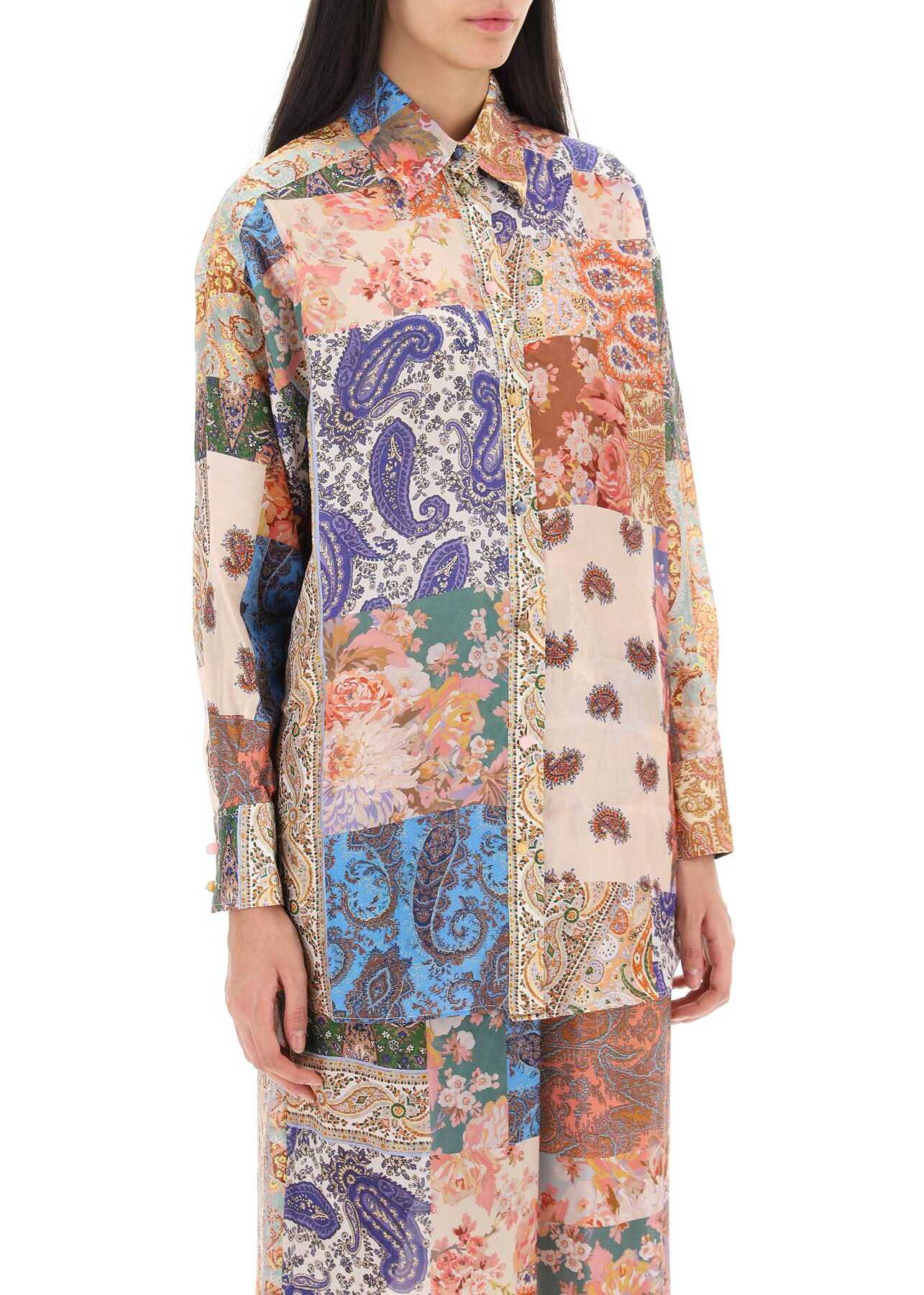 ZIMMERMANN Devi Manstyle Silk Shirt PATCH PAISLEY