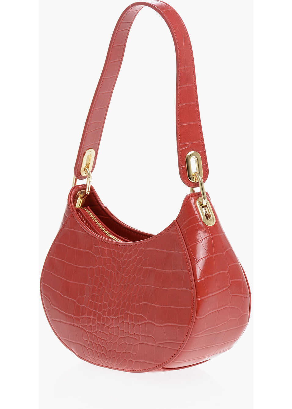 Genti de umar Moschino Love Crocodile Effect Faux Leather Hobo Bag With Golden Hear Red Femei (BM 12045399) 2