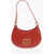Moschino Love Crocodile Effect Faux Leather Hobo Bag With Golden Hear Red