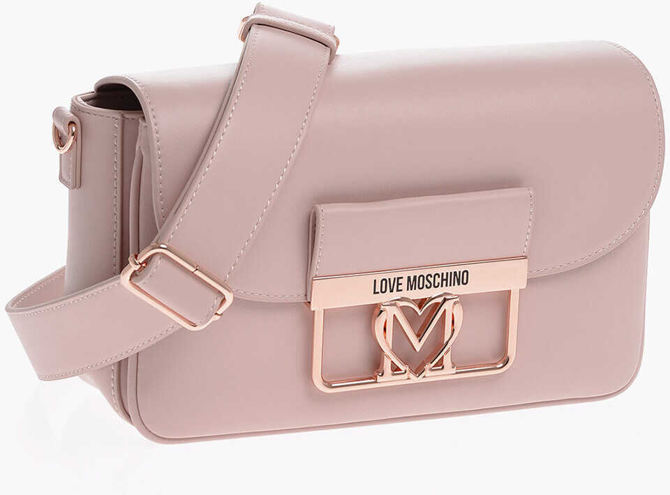 Genti tip postas Moschino Love Faux Leather Bag With Metal Logo And Removable Shoulder Pink Femei (BM 12045402) 3