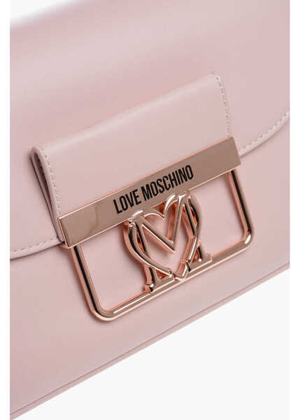 Genti tip postas Moschino Love Faux Leather Bag With Metal Logo And Removable Shoulder Pink Femei (BM 12045402) 4
