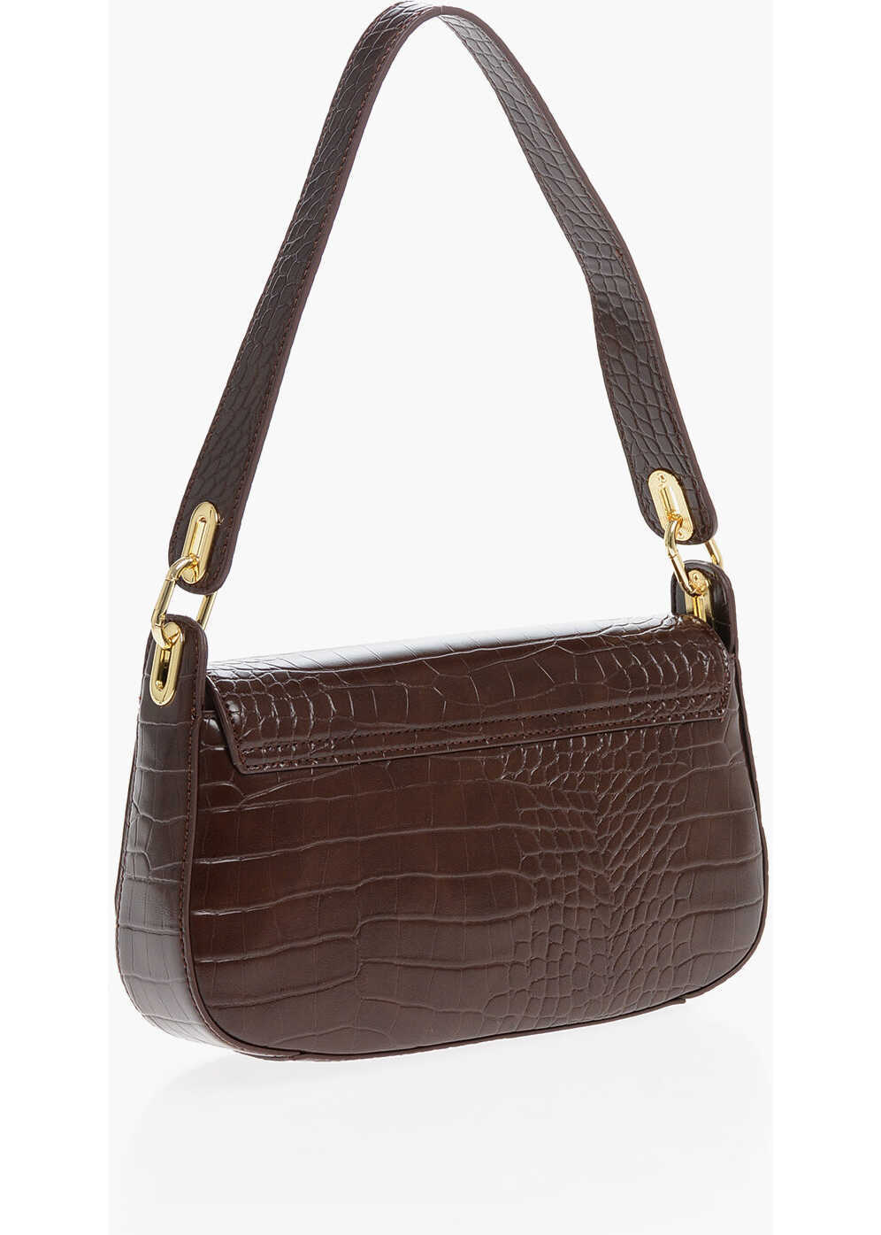 Genti de umar Moschino Love Crocodile Effect Faux Leather Shoulder Bag With Golden Brown Femei (BM 12045600) 2
