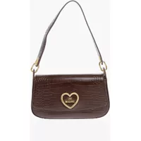 Genti de umar Love Crocodile Effect Faux Leather Shoulder Bag With Golden Femei