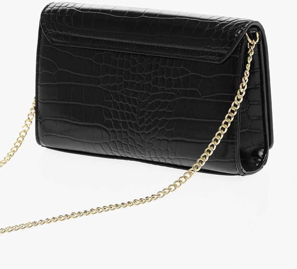 Genti tip postas Moschino Love Crocodile Effect Faux Leather Bag With Golden Chain Black Femei (BM 12045603) 2