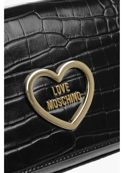 Genti tip postas Moschino Love Crocodile Effect Faux Leather Bag With Golden Chain Black Femei (BM 12045603) 4