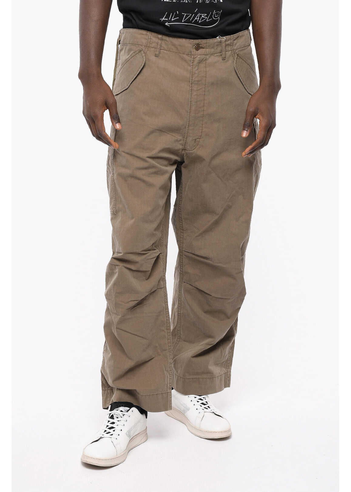 1989 STUDIO Solid Color Cargo Pants Military Green