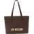 Moschino Love Faux Leather Tote Bag With Golden Embossed Maxi Logo Brown
