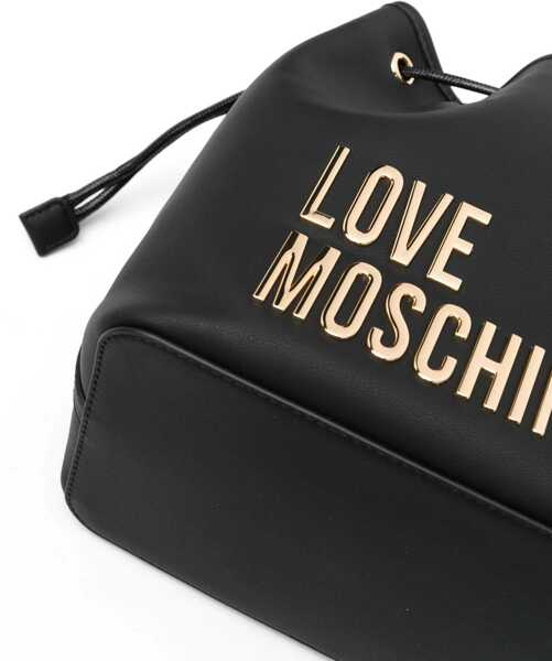 Genti de umar Moschino Love Faux Leather Bucket Bag With Golden Maxi Logo Black Femei (BM 12046176) 4