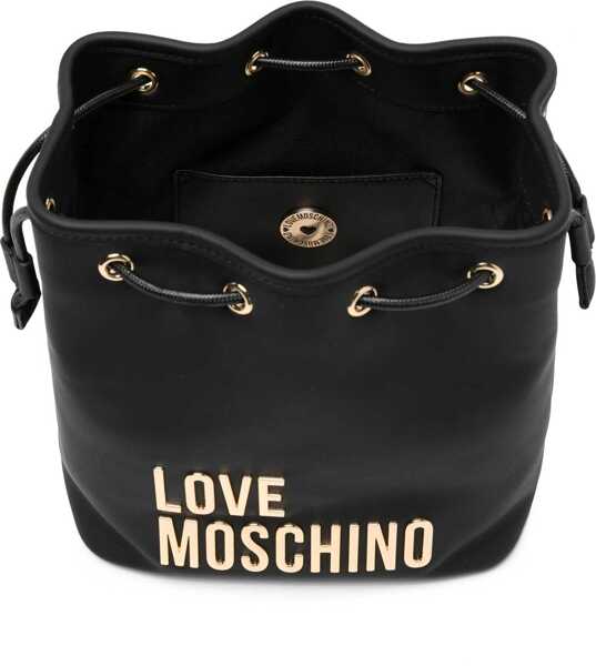 Genti de umar Moschino Love Faux Leather Bucket Bag With Golden Maxi Logo Black Femei (BM 12046176) 5