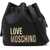 Moschino Love Faux Leather Bucket Bag With Golden Maxi Logo Black