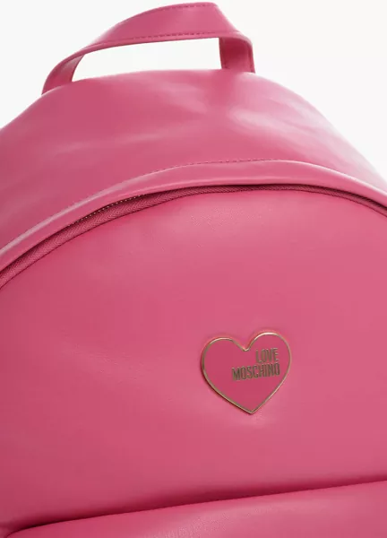 Rucsacuri Moschino Love Faux Leather Backpack With Metal Heart Pink Femei (BM 12046179) 4