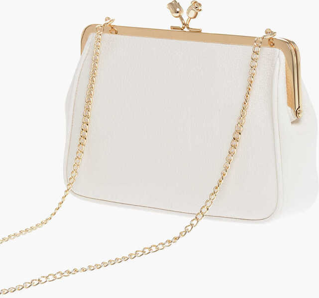 Genti de mana Moschino Love Solid Color Handbag With Printed Logo And Removable Cha White Femei (BM 12046182) 2