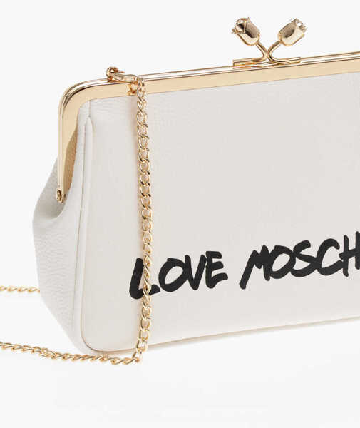 Genti de mana Moschino Love Solid Color Handbag With Printed Logo And Removable Cha White Femei (BM 12046182) 3