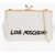 Moschino Love Solid Color Handbag With Printed Logo And Removable Cha White