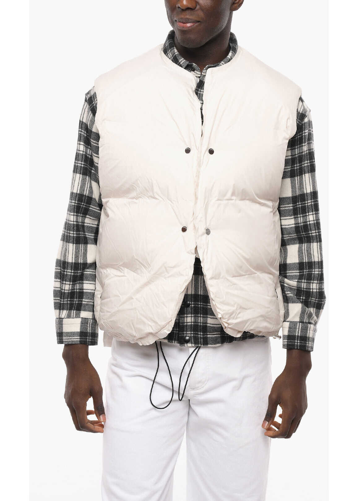 032c Sleeveless Down Jacket With Logo-Buttons White