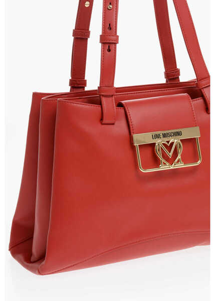 Genti de mana Moschino Love 3 Compartment Faux Leather Tote Bag Red Femei (BM 12046521) 3