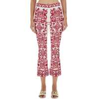 Pantaloni casual Majolica Print Charmeuse Pants Femei
