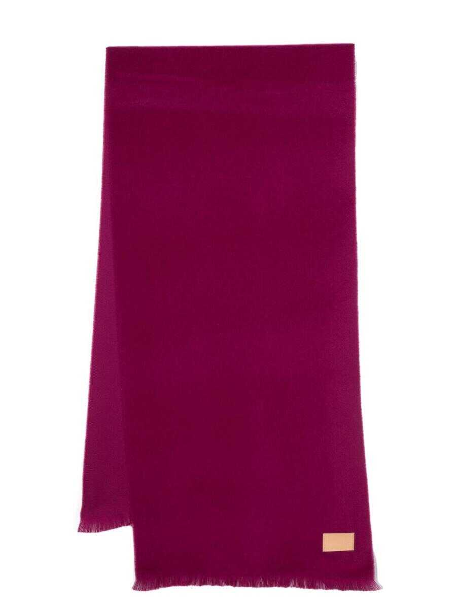 forte_forte FORTE_FORTE SOFT GAUZED WOOL SCARF ACCESSORIES PINK & PURPLE