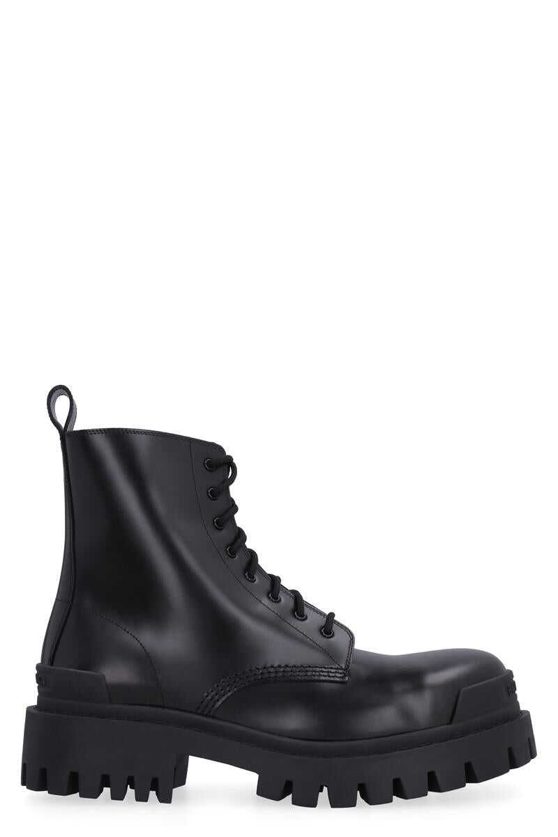 Balenciaga BALENCIAGA STRIKE LEATHER COMBAT BOOTS BLACK